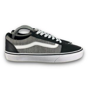Vans Ward Lo Sneakers 507698 Leather Low Top Lace Up Black Gray Men 8 Women 9.5